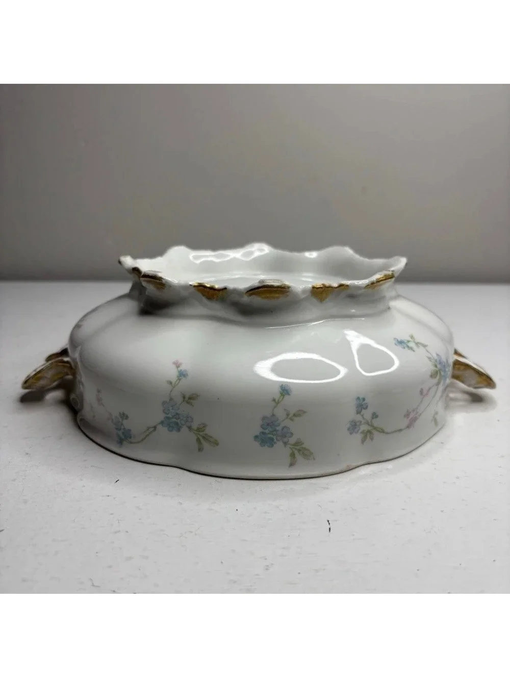 Antique Haviland Limoges Schleiger 441b Blue Floral Covered Vegetable Tureen